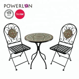 Handicraft Patio Garden Foldable Mosaic Table And Chair furniture set