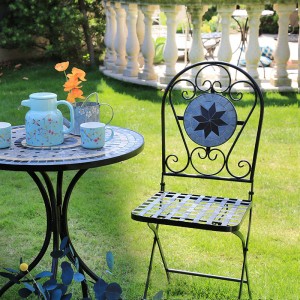 Handicraft Patio Garden Foldable Mosaic Table And Chair furniture set