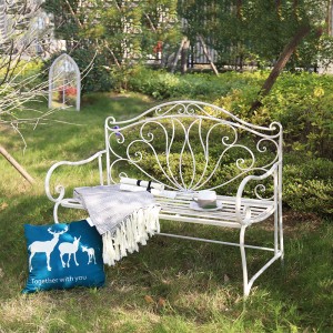 Amoncourt Iron Outdoor Patio Park Bench 36429