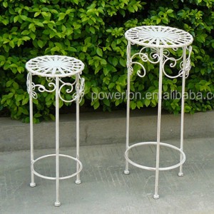 Antique White Wrought Iron Plant Pots Stand Metal for Indoor Artificial Plant Tree Shelf 5815