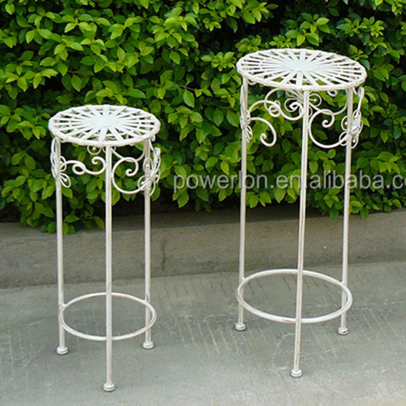 Antique White Wrought Iron Plant Pots Stand Metal for Indoor Artificial Plant Tree Shelf 5815 Featured Image