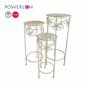 Antique White Wrought Iron Plant Pots Stand Metal for Indoor Artificial Plant Tree Shelf 5815