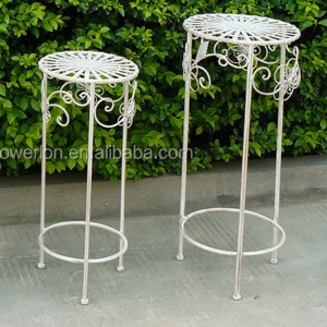 Antique White Wrought Iron Plant Pots Stand Metal for Indoor Artificial Plant Tree Shelf 5815