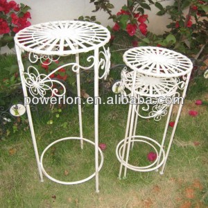Antique White Wrought Iron Plant Pots Stand Metal for Indoor Artificial Plant Tree Shelf 5815