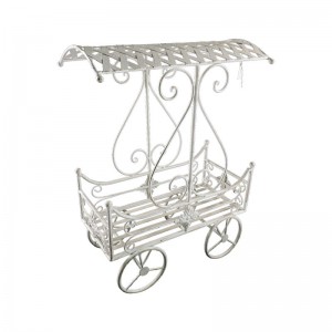 Vintage Garden Flower Plant Stand Pots Wedding Carriage Cart With Wheel 6954