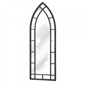 Waterproof Decoration Arch Top Wall Mirror Black Frame Window Pane Decoration for Living Room Entryway 33343