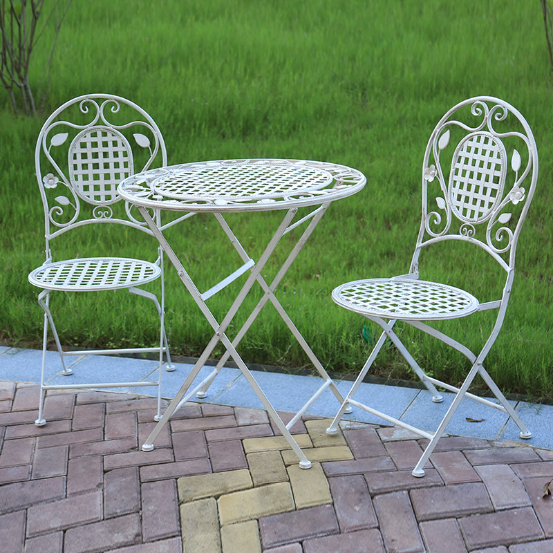 Best High Quality Round Patio Table With Chairs Exporters -
 Wholesale Antique White Foldable Iron Party Wedding Bistro Set 5134 – Powerlon