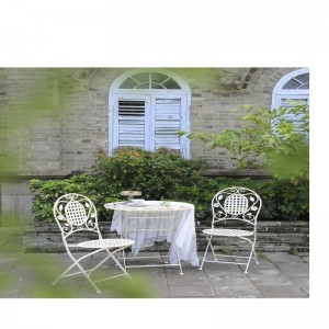 Wholesale Antique White Foldable Iron Party Wedding Bistro Set 5134