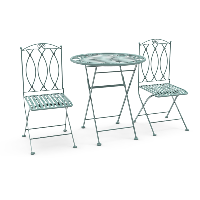 Wholesale Outdoor Metal Folding Garden Table and Two Chairs Bistro Dining Set 38331 38332