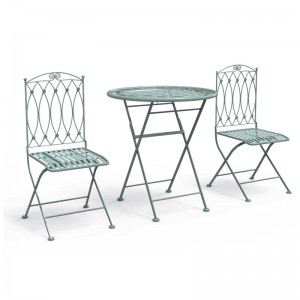 Wholesale Designer Outdoor Metal Folding Garden Table and Two Chairs Bistro Dining Set 38331/38332