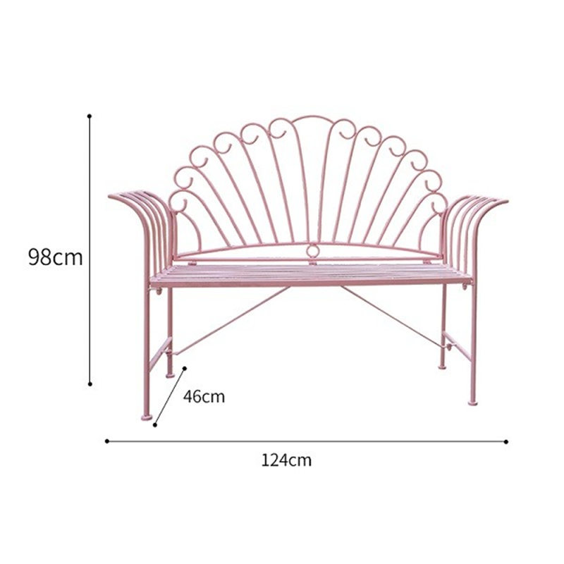 Wrought Iron Garden Outdoor Pink Bench Patio Benches 38438_02