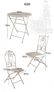 Fancy French Style White Metal Garden Eden Furniture Dining Table Chairs Bistro Set 7702,7703,7704