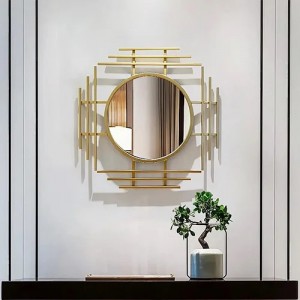 Luxury Stylish 3D Geometric Gold Metal Wall Mirror Overlapping Home Decor PL08-385280