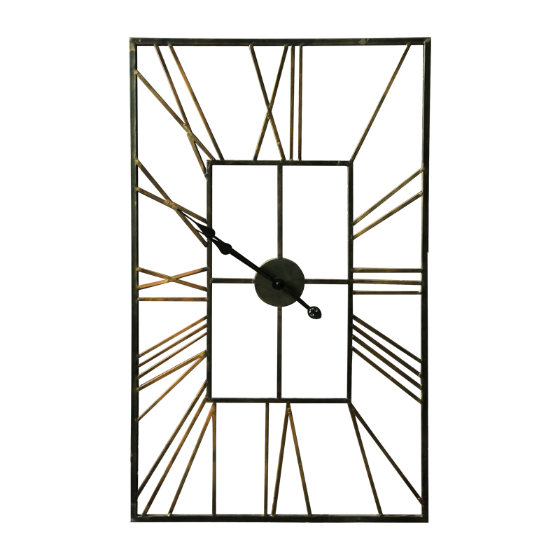 Buy Cheap Latest Outdoor Furniture Suppliers - Industrial Style Rectangle Wrought Iron Hand Made Antique Home Garden Designer Wall Clock Black Decoration 35472 – Powerlon